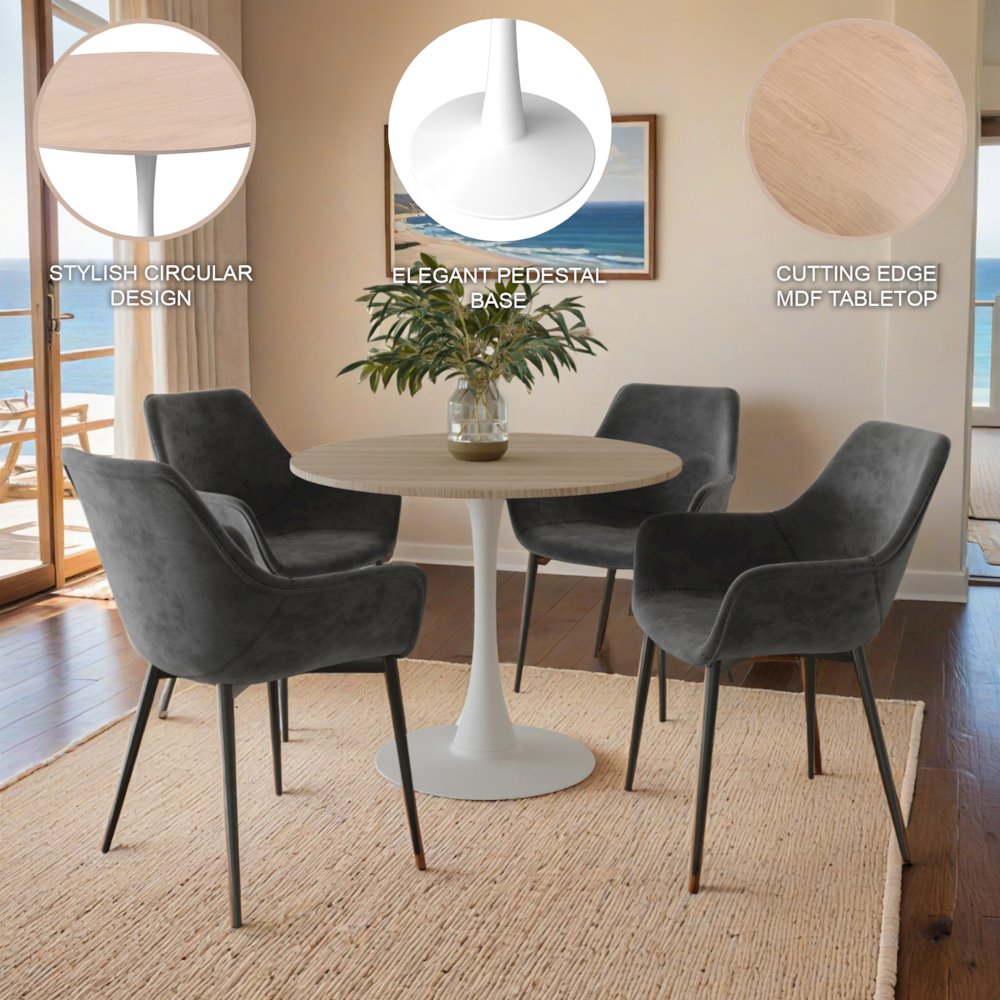 Bristol - Bistro Table - White base Natural wood Top