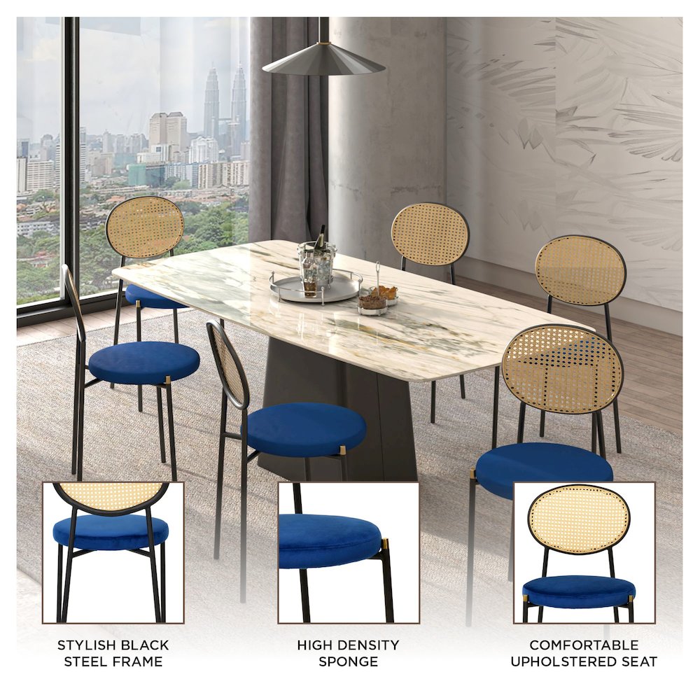 Euston Modern Wicker Dining Chair with Velvet Round Seat