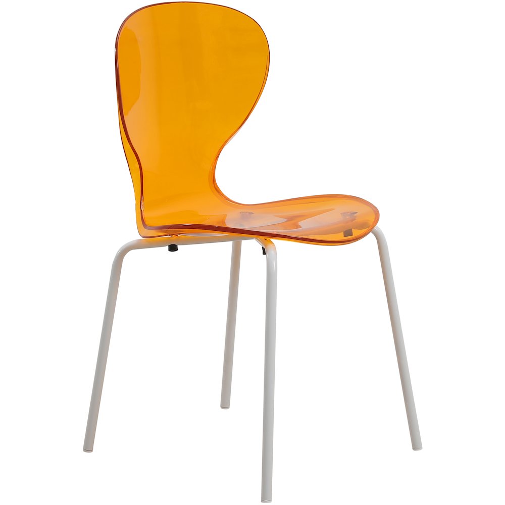 Modern Oyster Transparent Side Chair in White Base