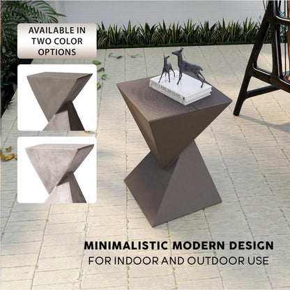 Glint Collection Fiberglass Outdoor Side Table in Grey