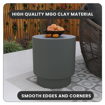Eden Collection Fiberglass Outdoor Side Table in Grey