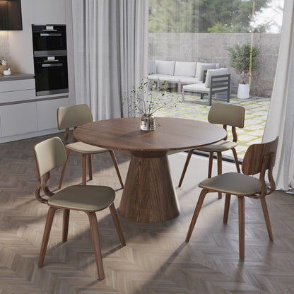 5-Piece Dining Set in Walnut/Light Brown