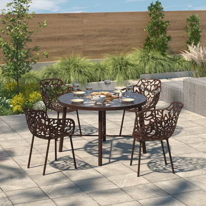 Devon Tree Design Glass Top Aluminum Base Indoor Outdoor Dining Table