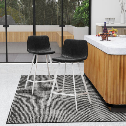 Elland - Counter stool -White Base-Charcoal Black