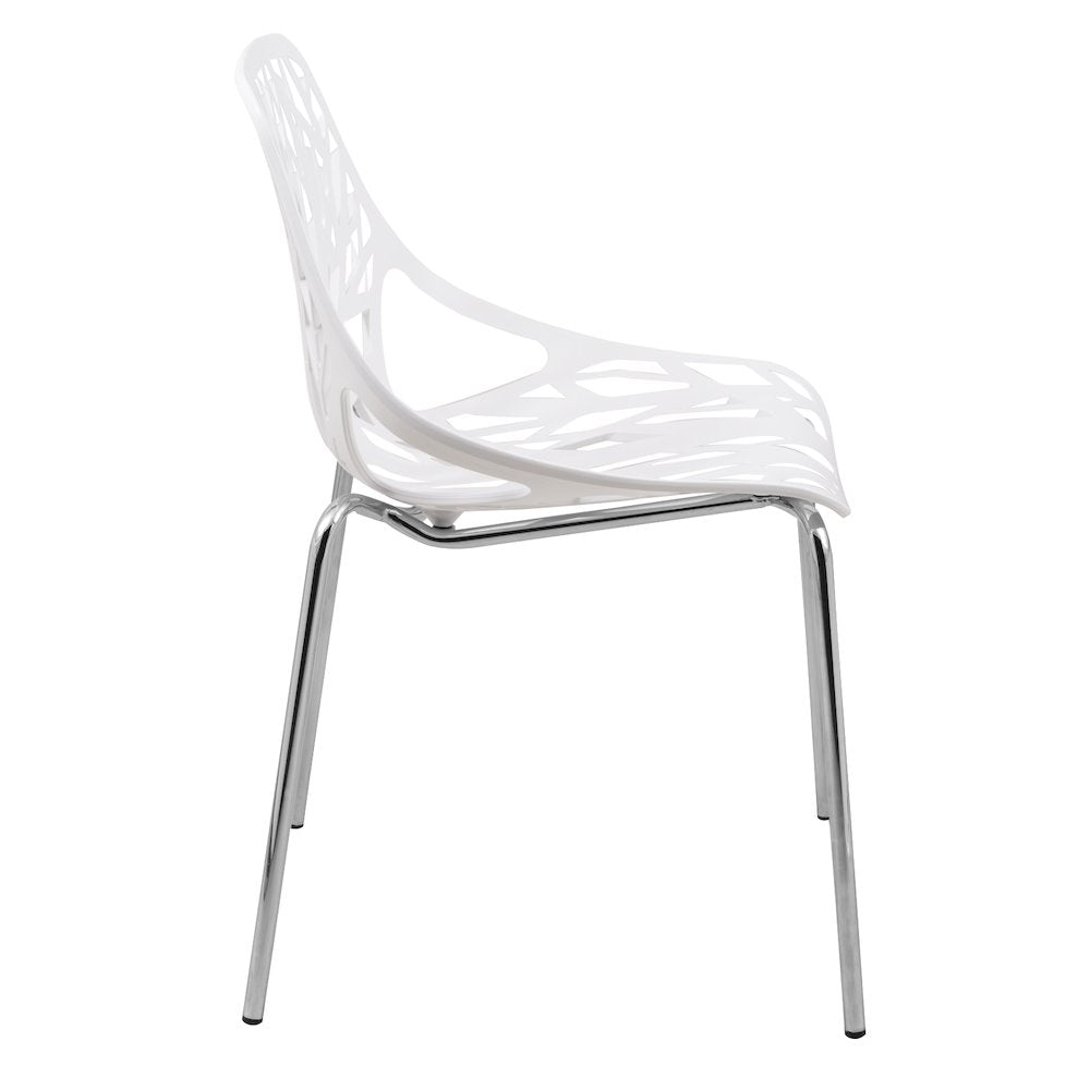 Modern Asbury Dining Chair w/ Chromed Legs, Set of 4