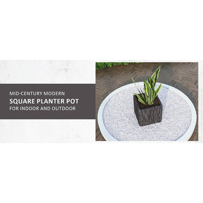 Verdura Series Cubic Poly Stone Planter in Dotted Blck 21.7 Cube