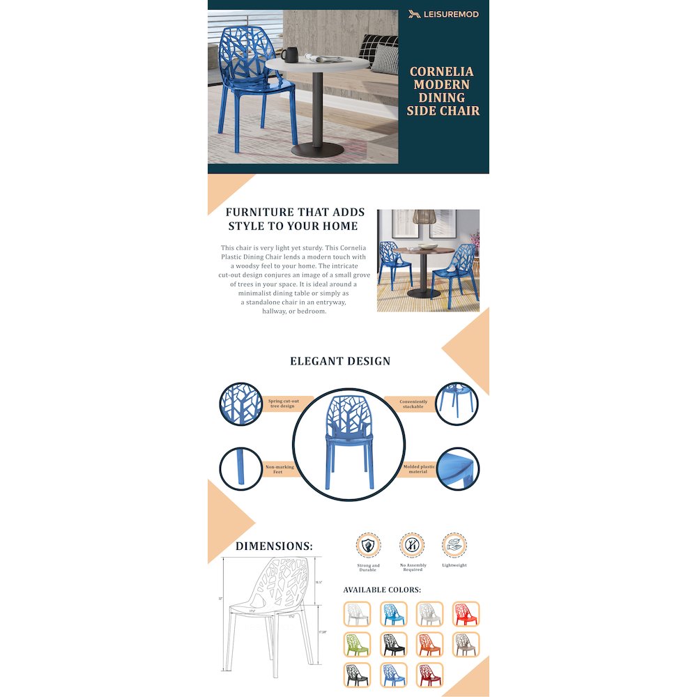 Cornelia Modern Spring Cut-Out Tree Design Stackable Dining Chair