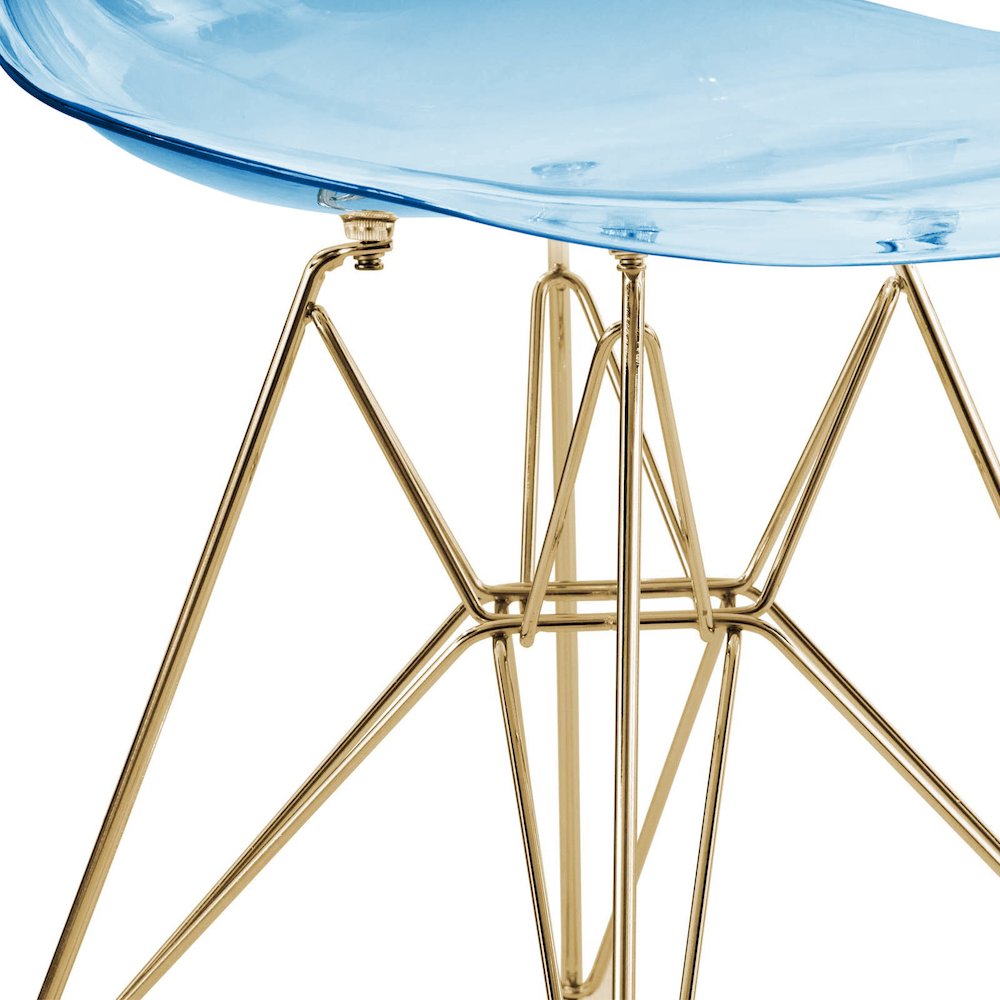 5-Piece Dining Set 35" Round Dining Table in Chrome - Transparent Blue