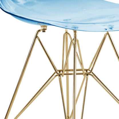 5-Piece Dining Set 35" Round Dining Table in Chrome - Transparent Blue