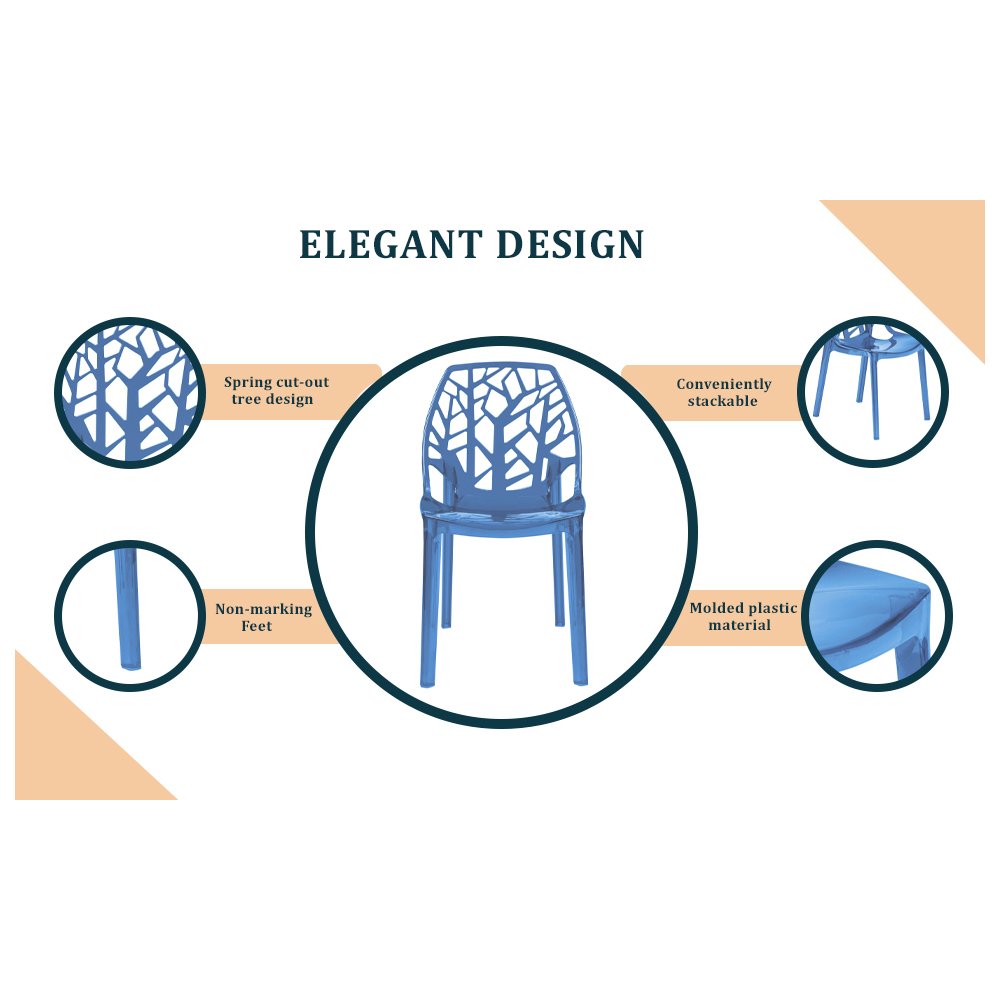 Cornelia Modern Spring Cut-Out Tree Design Stackable Dining Chair