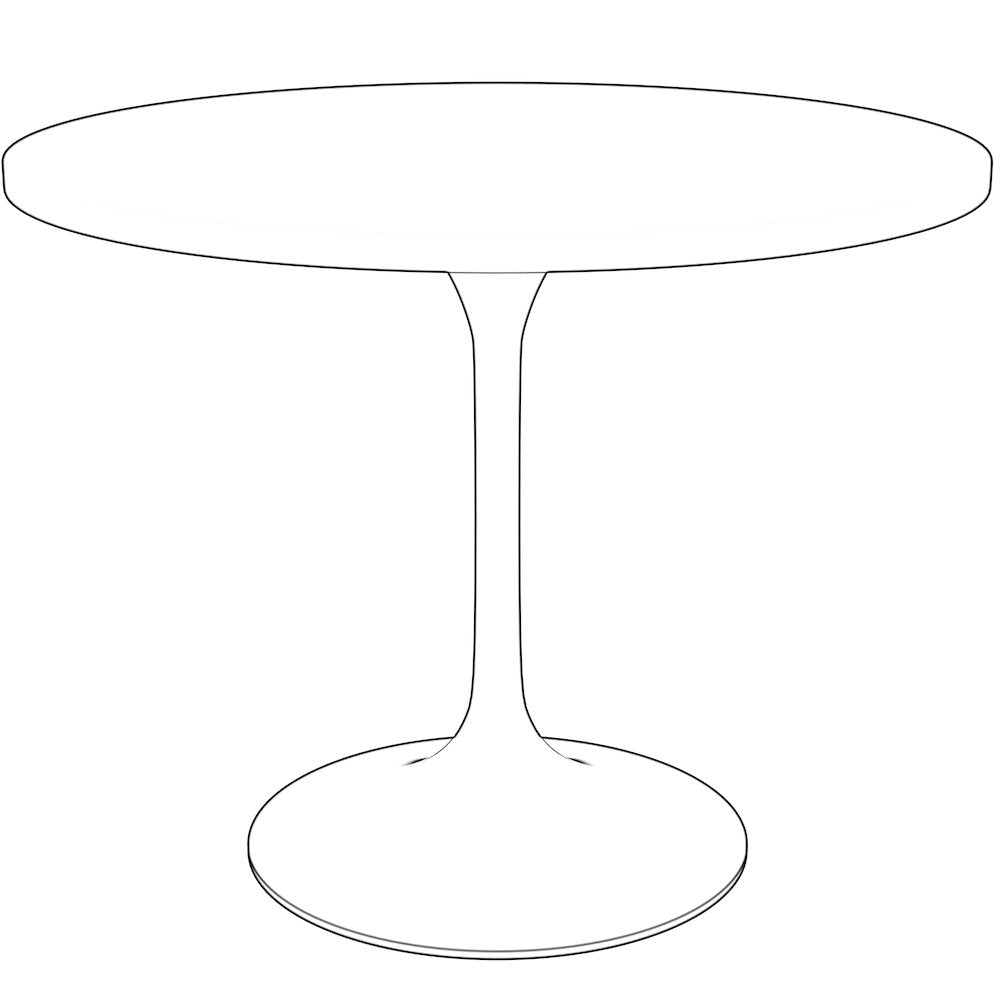 Verve Collection 36" Round Dining Table, Brushed Gold Base with Black MDF Top