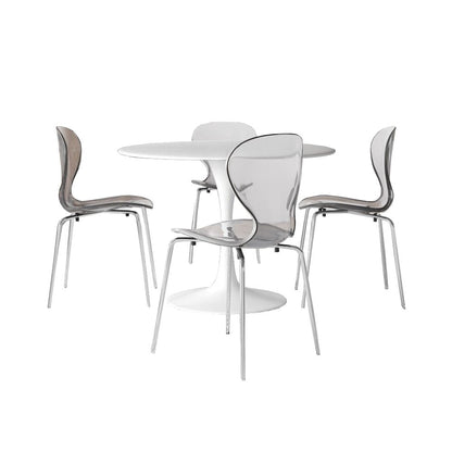 5-Piece Dining Set Round White MDF Dining Table