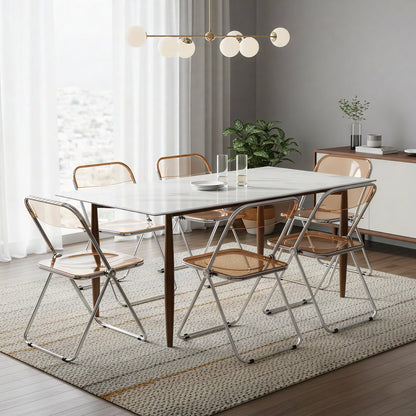 Lawrence Acrylic Folding Chair With Metal Frame, Set of 2