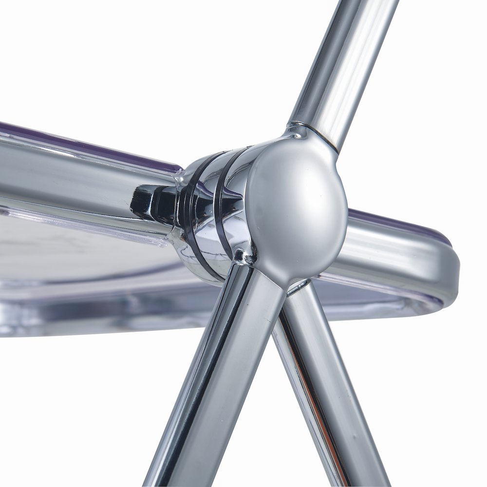 Lawrence Acrylic Folding Chair With Metal Frame, Set of 2