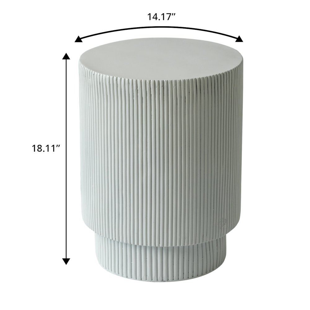 Eden Collection Fiberglass Outdoor Side Table in Light Grey