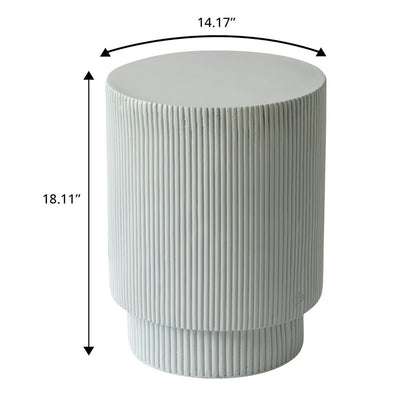 Eden Collection Fiberglass Outdoor Side Table in Light Grey