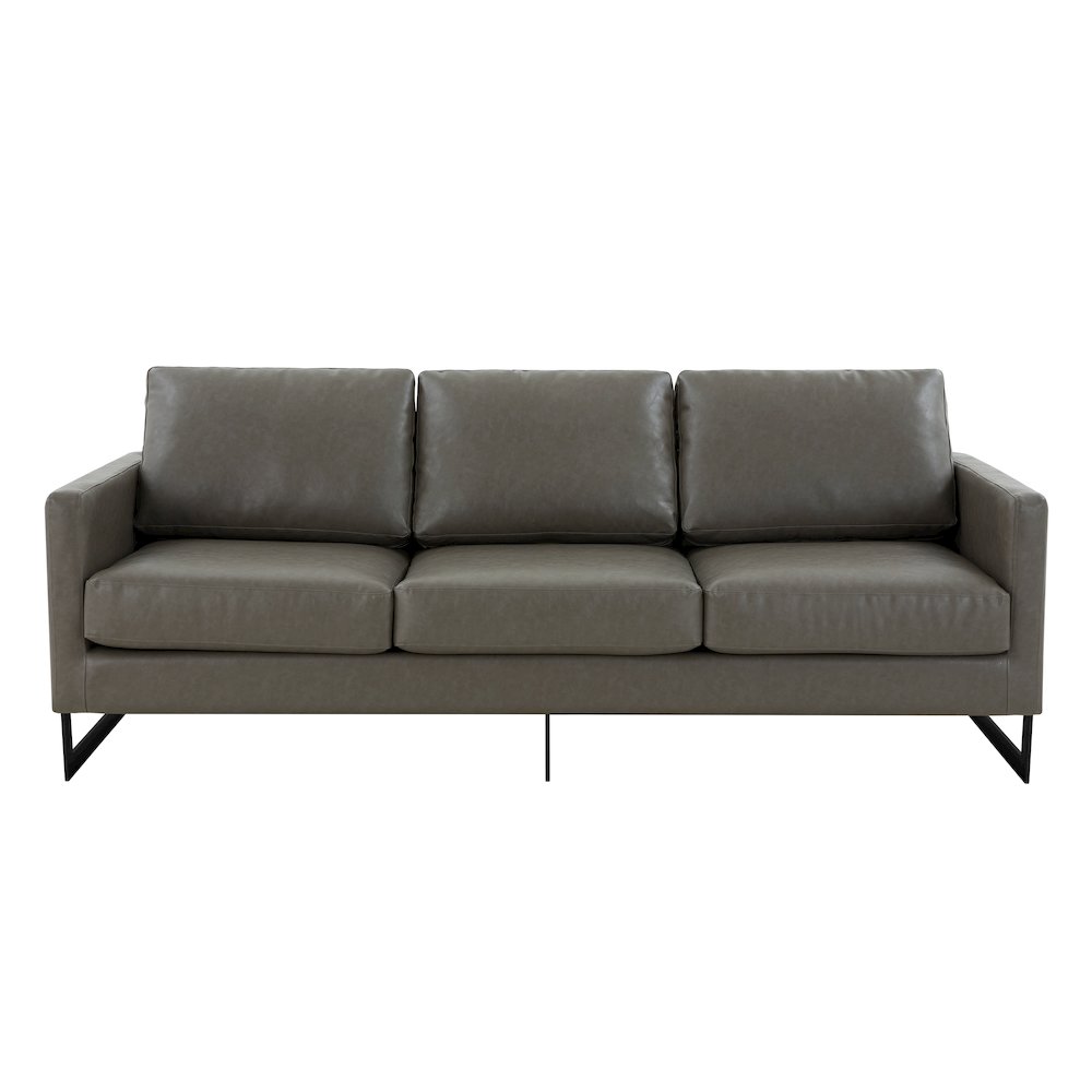 Lincoln Grey Leather Sofa With Black Frame