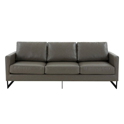 Lincoln Grey Leather Sofa With Black Frame