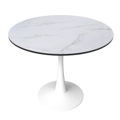 Bristol 31" round dining table White base with marbled MDF top