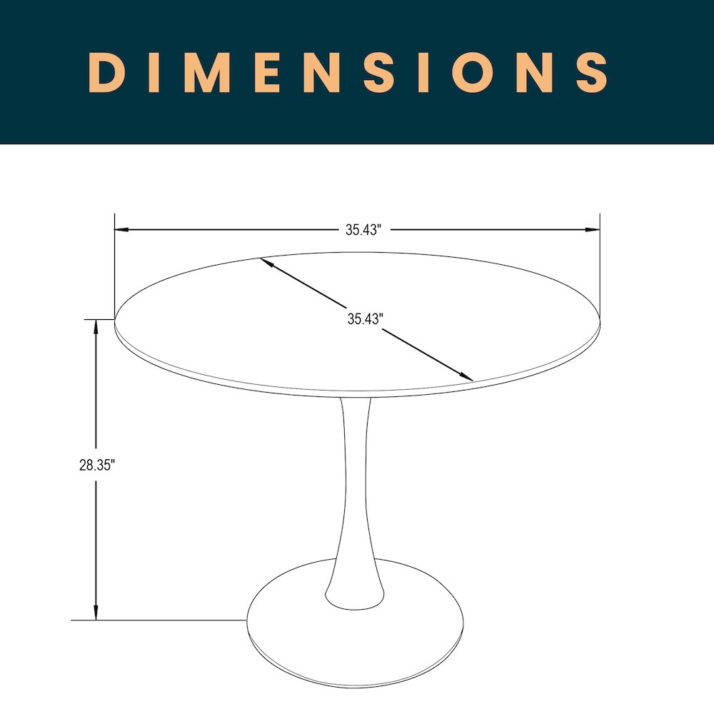 Bristol Mid-Century Modern Round Dining Table