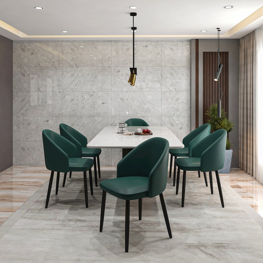 Paradiso Collection Modern Dining Seat in Green  Set of 2