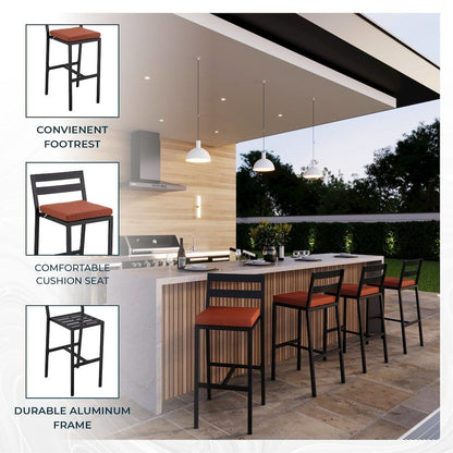Chelsea Collection Modern Aluminum Outdoor Bar Chair Set of 4