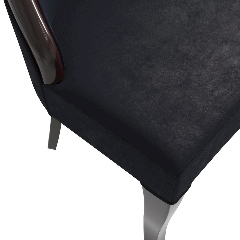 Novara Collection Modern Wooden Dining Chair in Black Velvet Set of 2