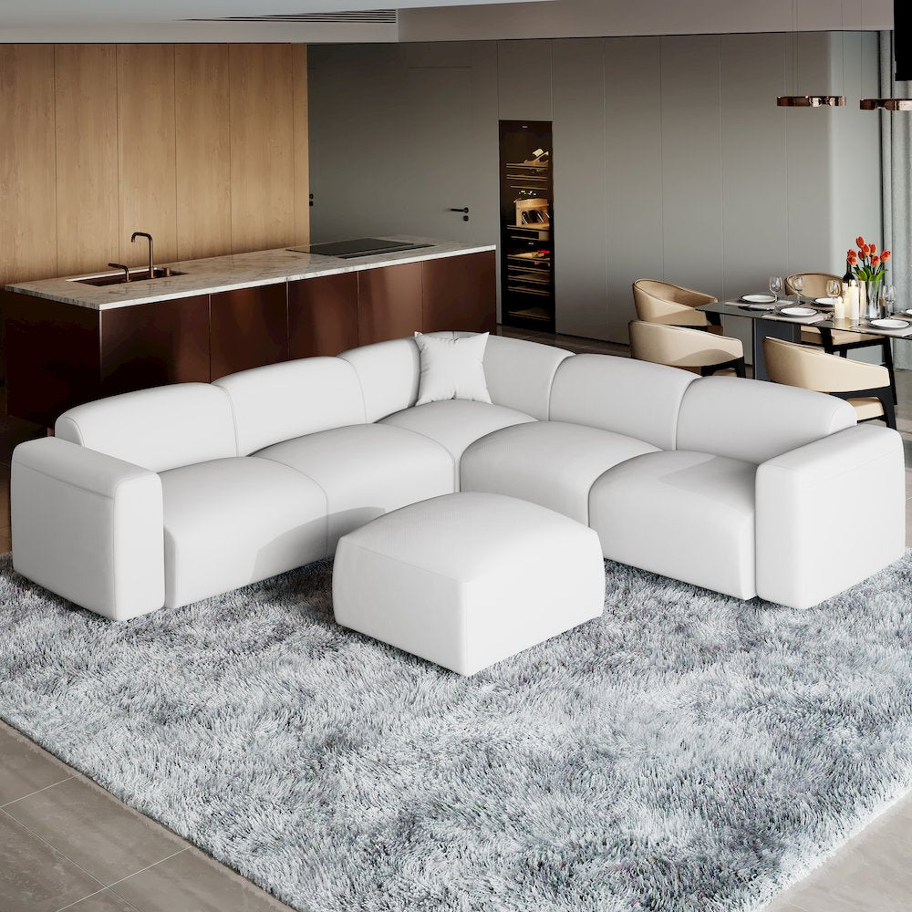 Whisper 6-Seater Conversation Set with Ottoman in Beige