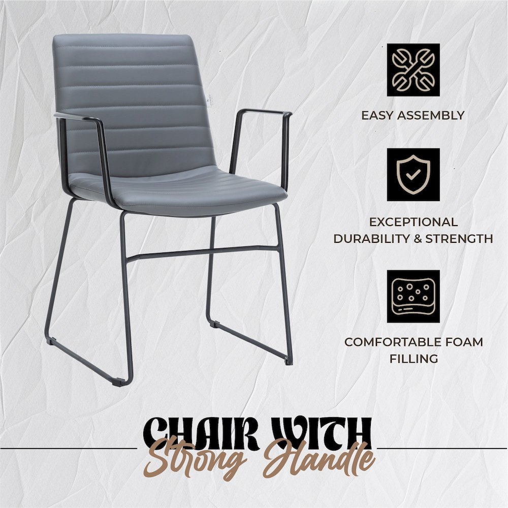 Zylar Series Office Guest Arm Chair in Grey Leather