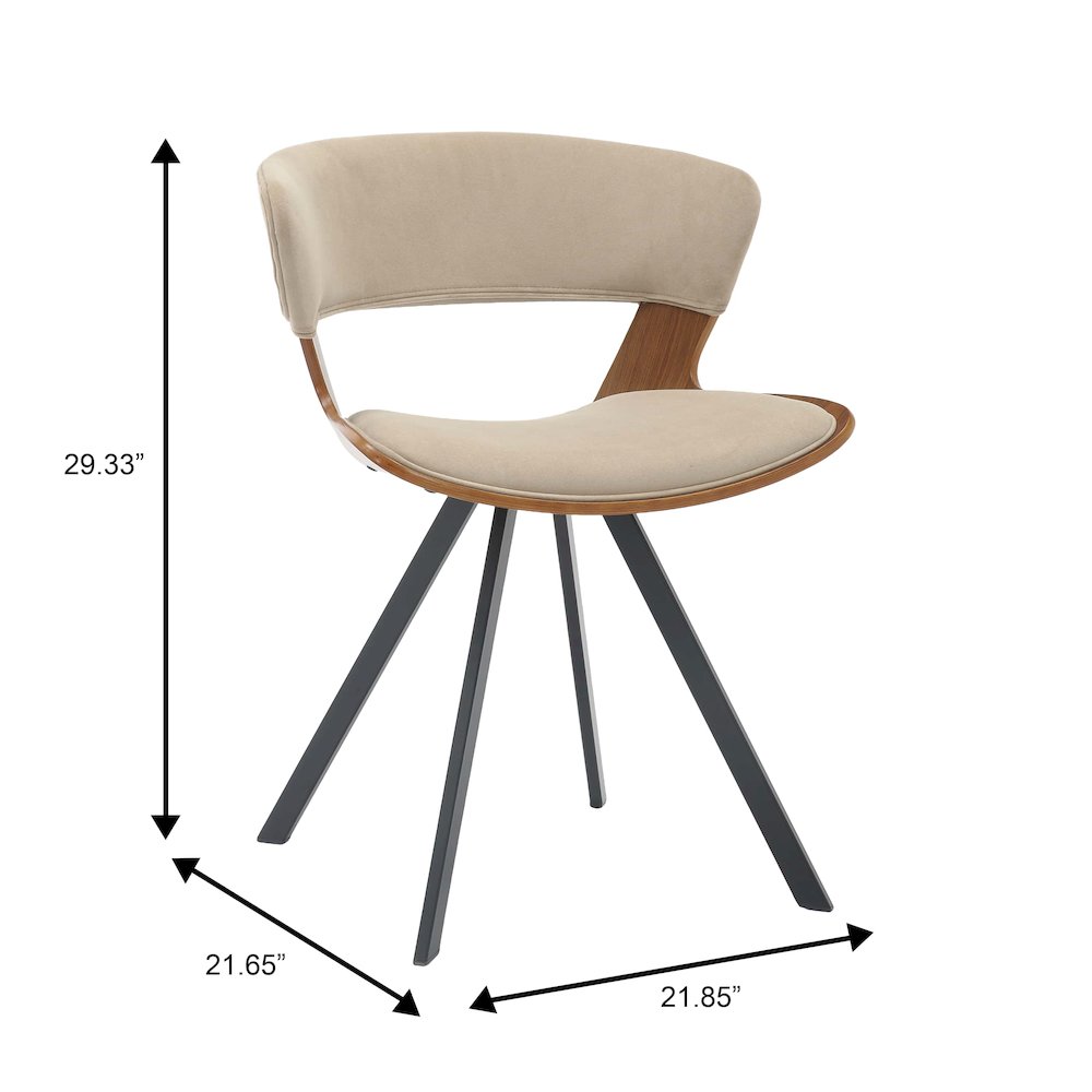 5-Piece Dining Set in Walnut/Light Brown Velvet