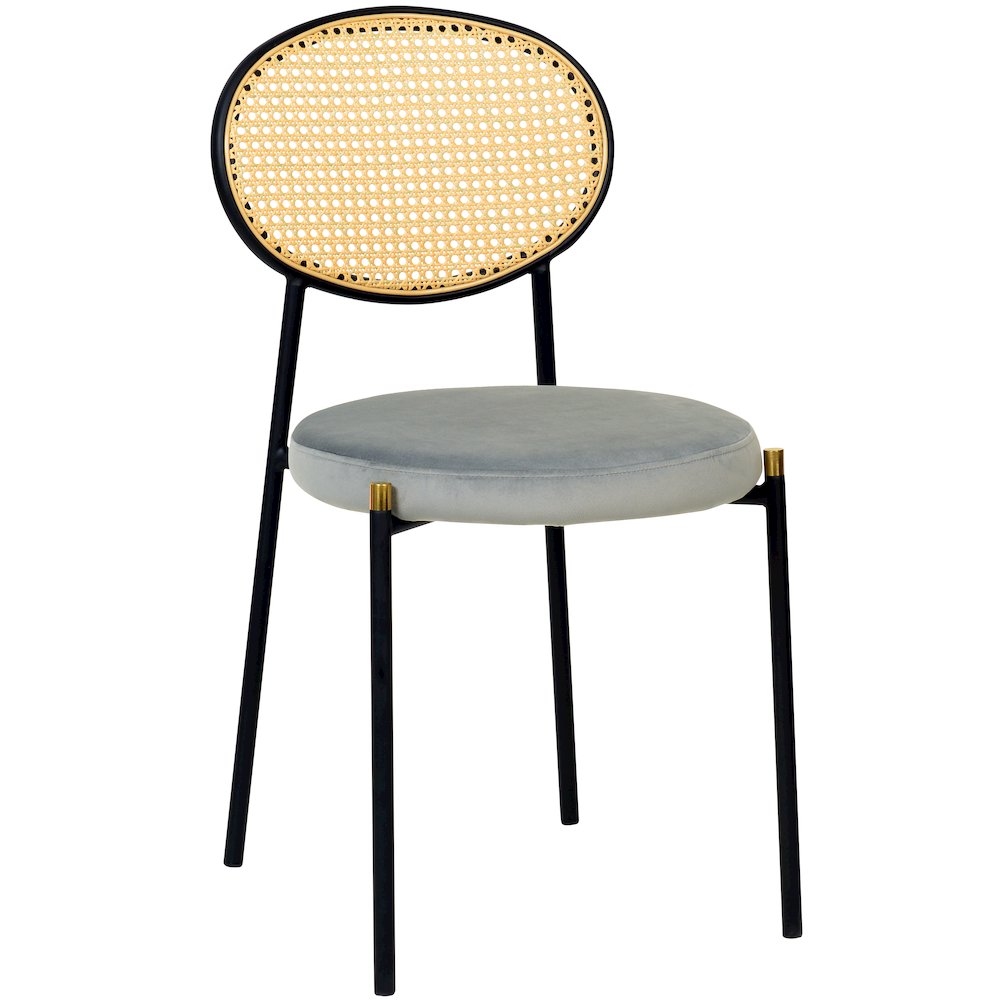 Euston Modern Wicker Dining Chair with Velvet Round Seat