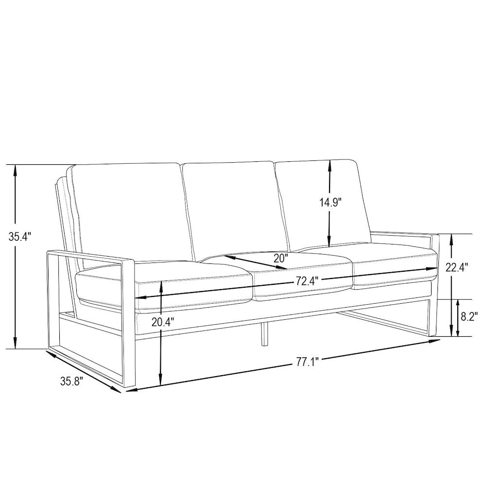 Jefferson Contemporary Modern Design Velvet Sofa With Silver Frame