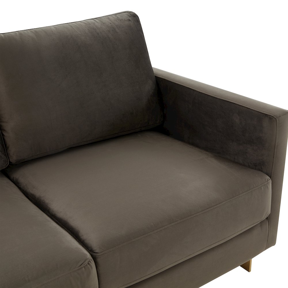 Lincoln Modern Mid-Century Upholstered Velvet Loveseat with Gold Frame