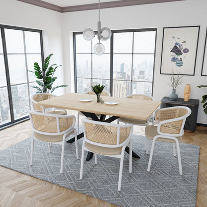 Ervilla - Dining Chair - White frame in Taupe Leather Set of 4