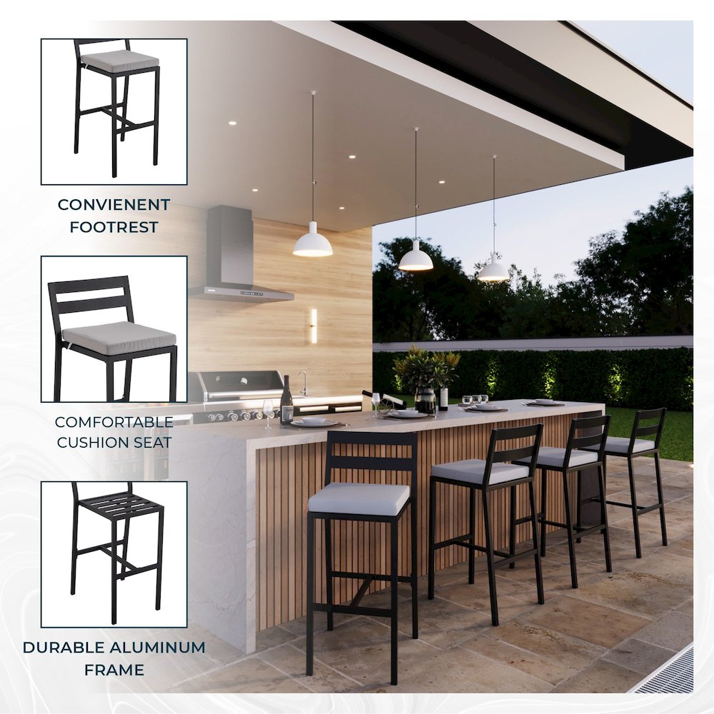 Chelsea Collection Modern Aluminum Outdoor Bar Chair
