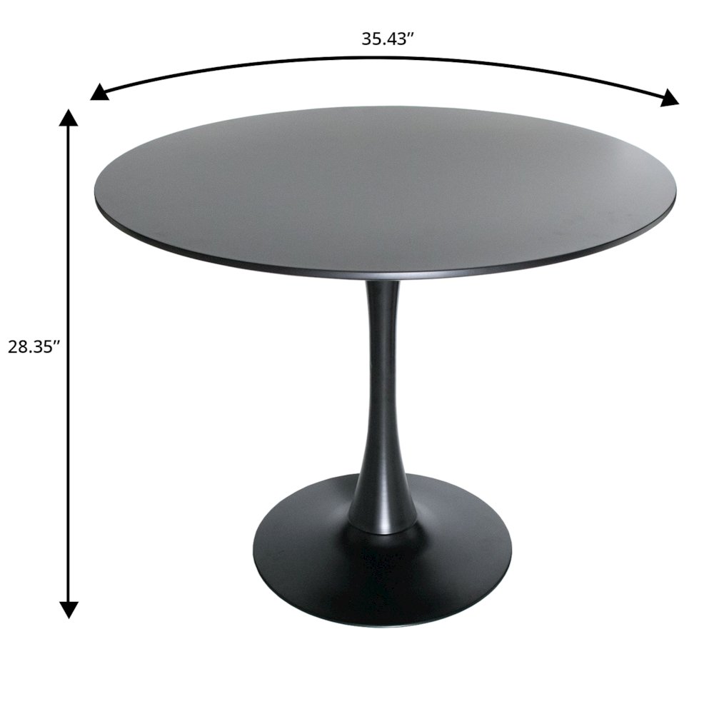 5-Piece Dining Set Round Black MDF Dining Table
