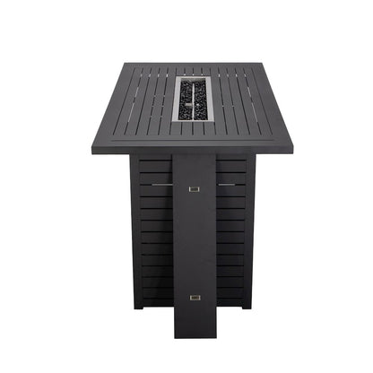 Chelsea Collection Aluminum Outdoor Dining Set in black with Beige Cushions