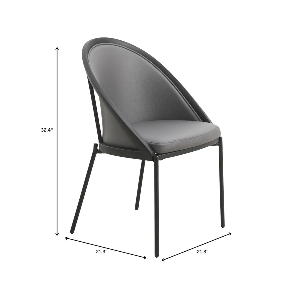 Urbane Collection Modern Dining Chair in Charcoal - Set of 2