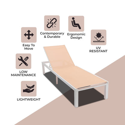 Marlin Patio Chaise Lounge Chair With White Aluminum Frame