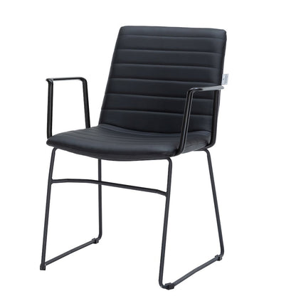 Zylar Series Office Guest Arm Chair in Black Leather