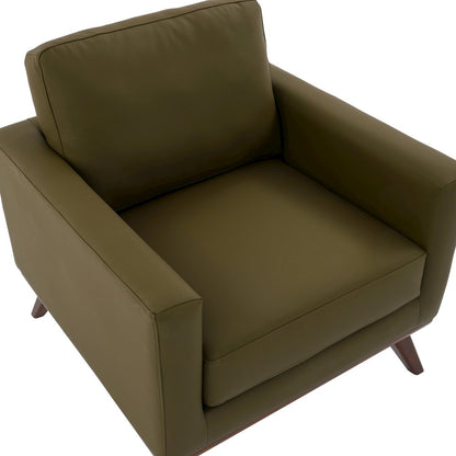 Chester Modern Faux Leather Accent Arm Chair in Green Leather