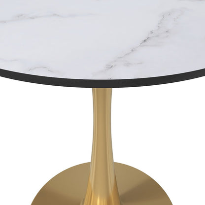 Bristol 27" round dining table Gold Base With White Top