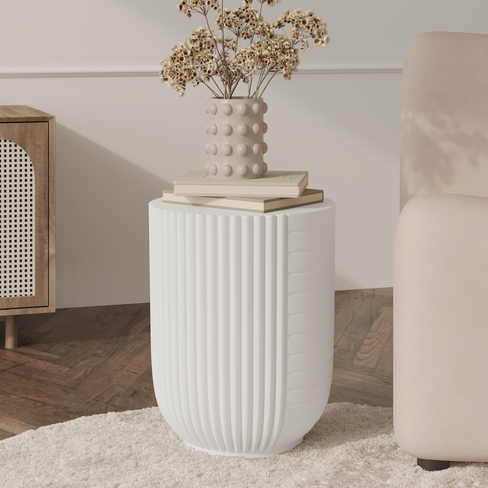 Modern Side End Table Trove Series In White