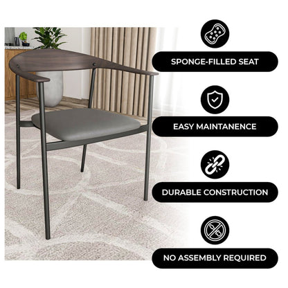 Kora Collection Modern Dining Chair in Charcoal - Set of 2