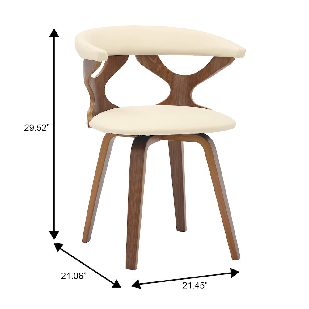 Modern Wooden Dining Chair, Walnut Frame in Taupe Klyne Collection By LeisrueMod