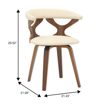 Modern Wooden Dining Chair, Walnut Frame in Taupe Klyne Collection By LeisrueMod