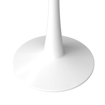 Bristol 27" Round Dining Table White Base with Sintered Stone Natural Wood Top