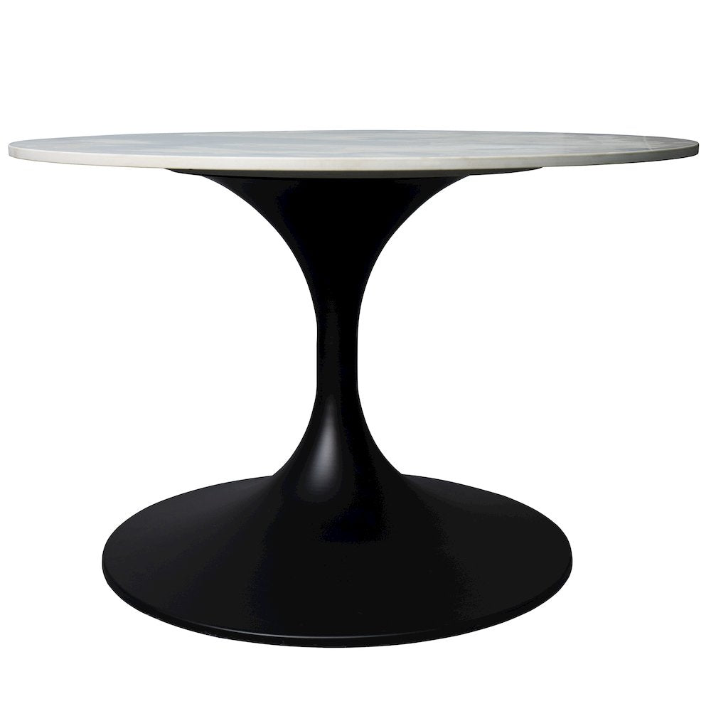Verve Coffee Table Black base with 27" round White Sintered Stone top