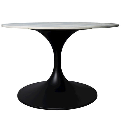 Verve Coffee Table Black base with 27" round White Sintered Stone top