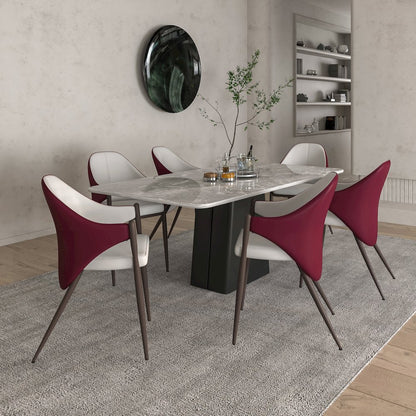 Sante Collection Modern Dining Chair in White/Bordouex